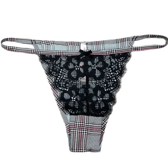 Victorias Secret Dream Angels Supersoft Satiny lace Itsy Slip panty gray plaid S - Picture 1 of 3